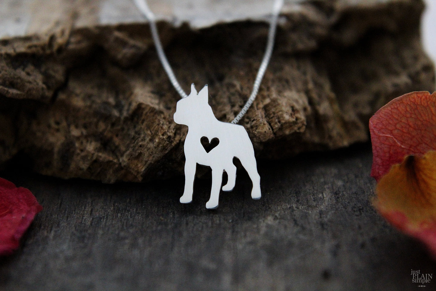 Tiny Boston Terrier necklace, sterling silver pendant