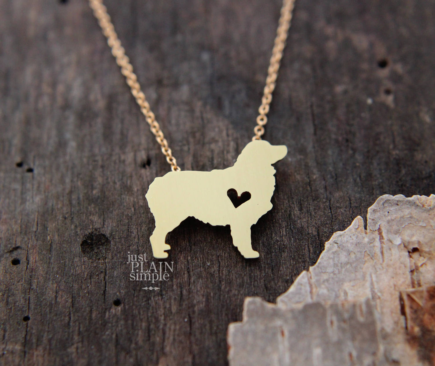 Tiny Australian Shepherd necklace, Brass necklace