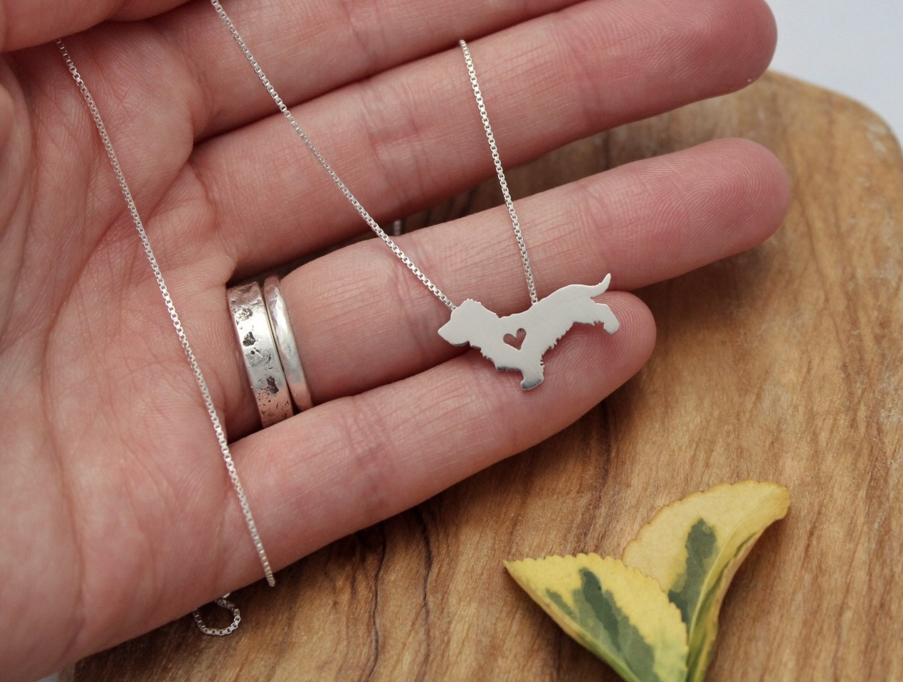 Wire Haired Dachshund necklace, tiny sterling silver pendant for dog lovers.