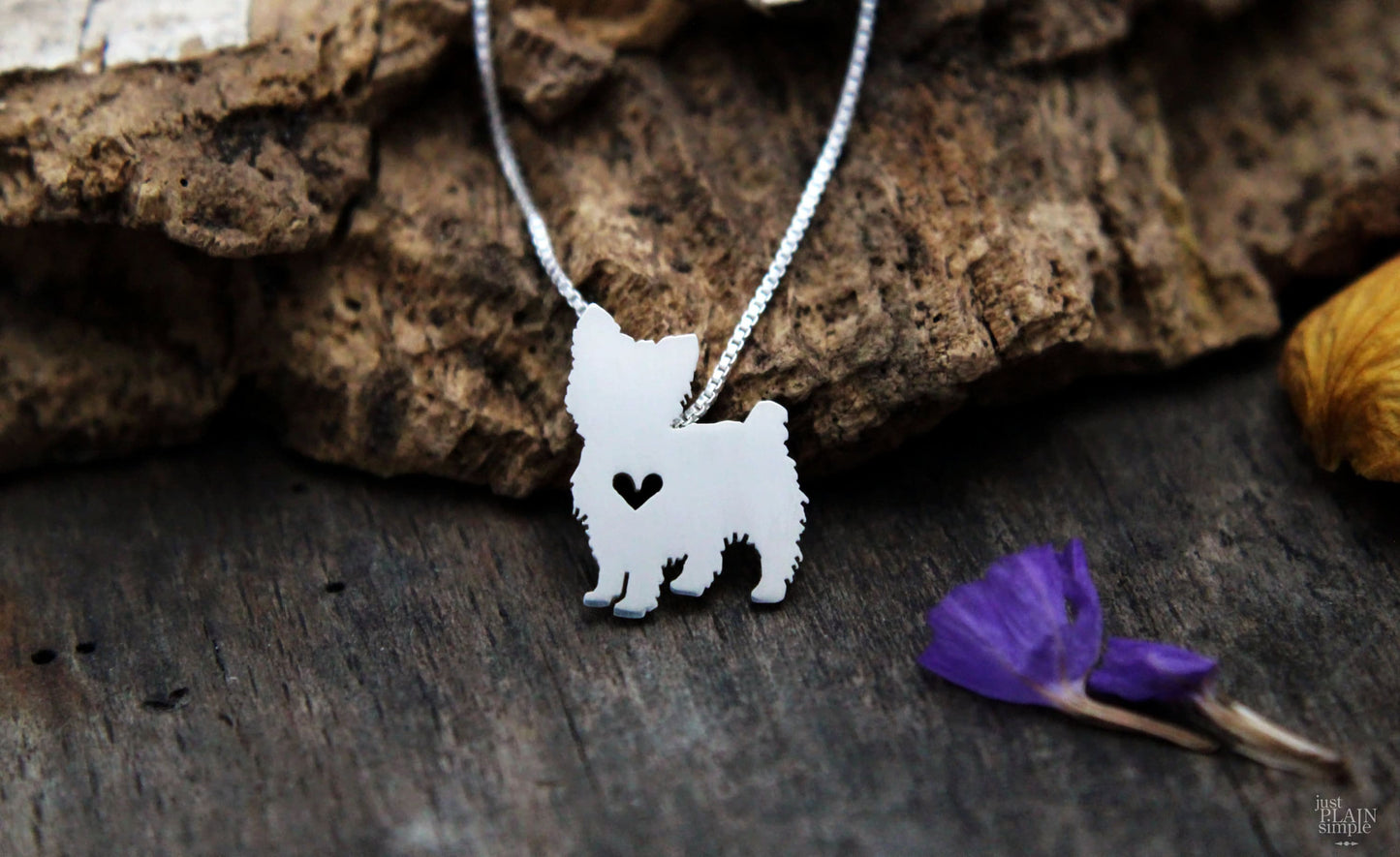 Tiny Yorkshire Terrier necklace, sterling silver pendant