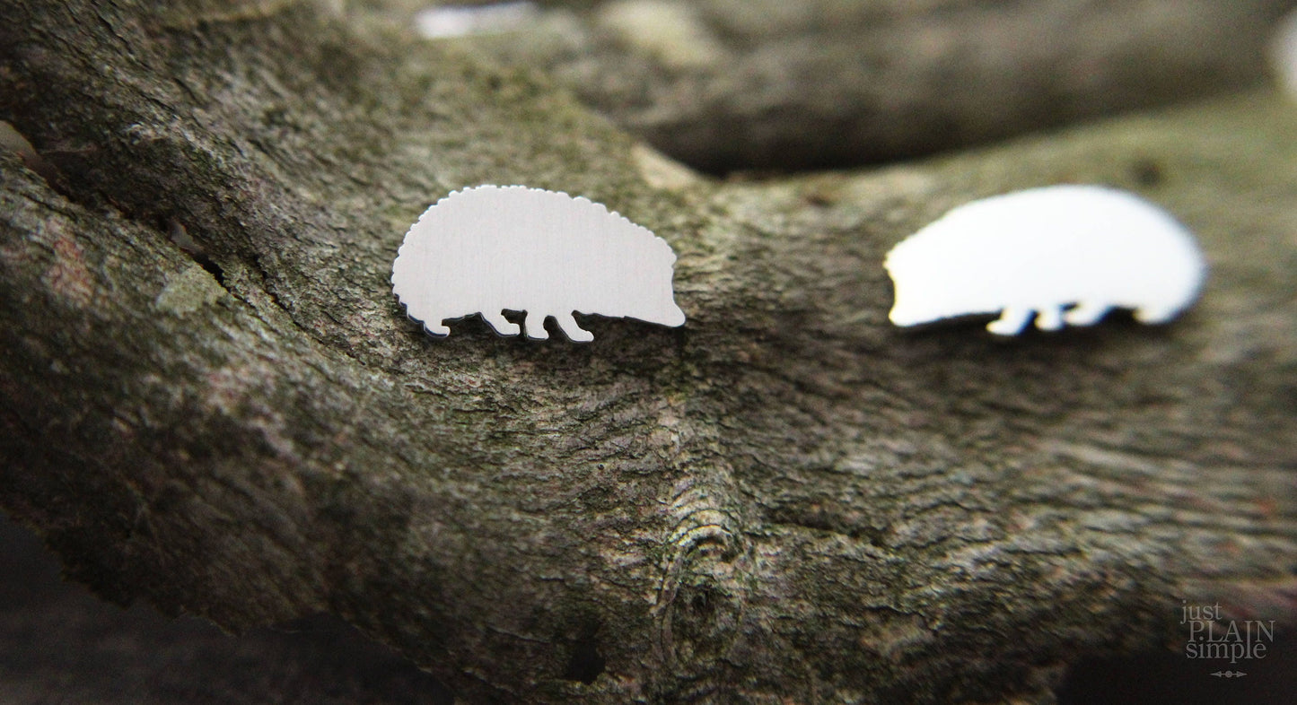 Hedgehog earrings, sterling silver studs