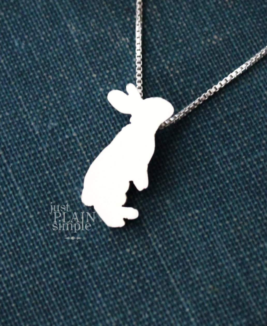 Tiny Rabbit necklace, sterling silver pendant