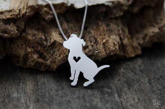 Tiny Pit bull necklace, sterling silver pendant