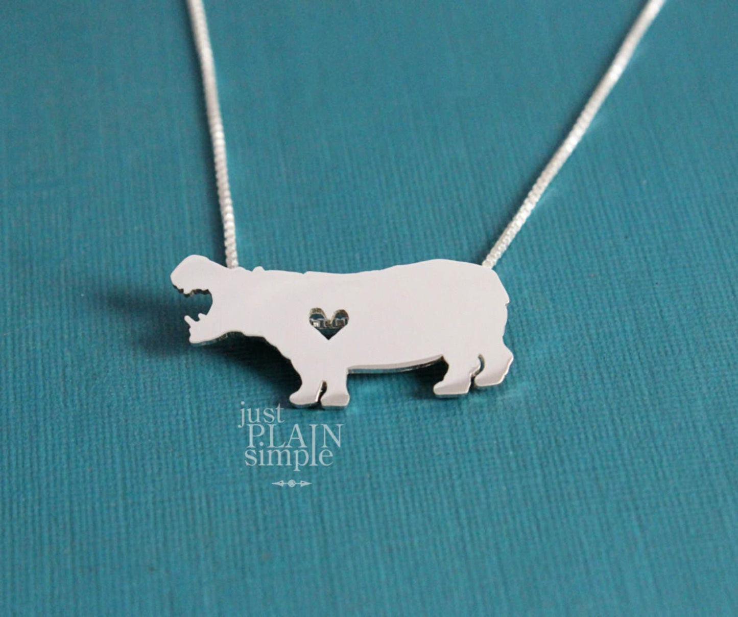Tiny Hippopotamus necklace, sterling silver pendant