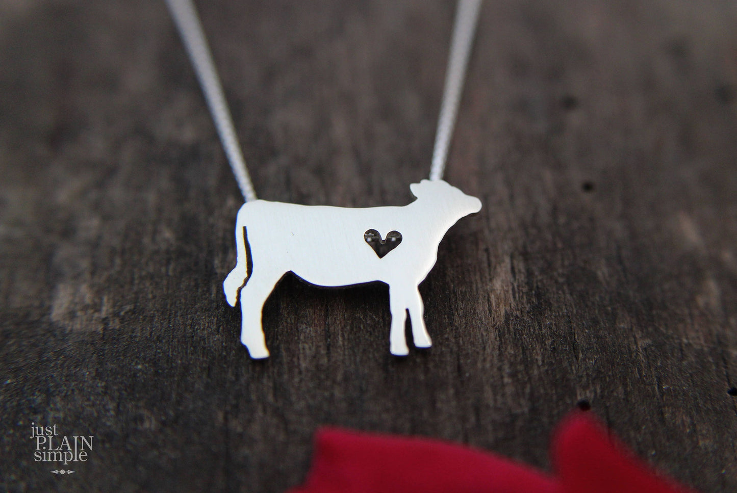 Tiny Jersey Cow necklace, sterling silver pendant