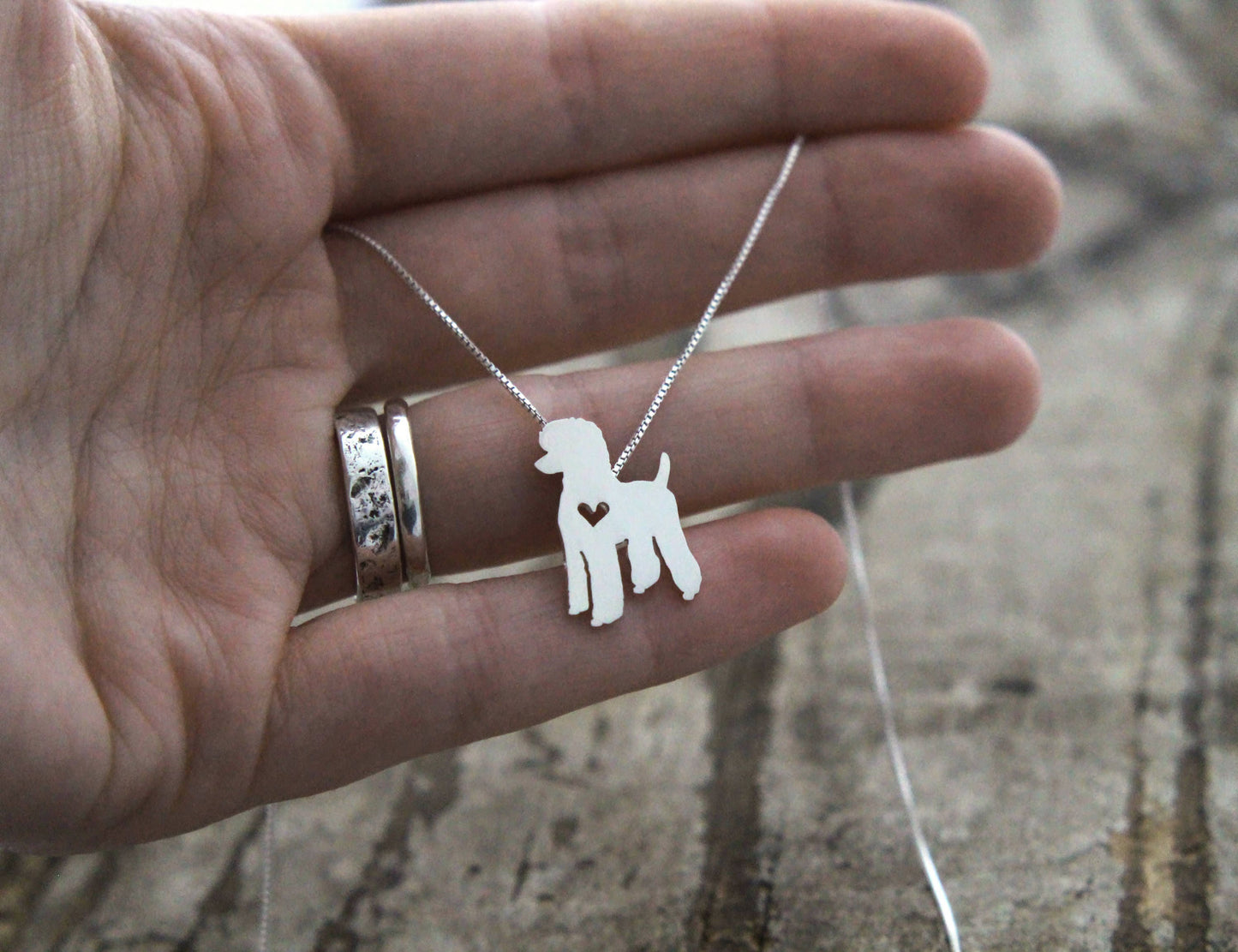 Tiny Standard Poodle necklace, sterling silver pendant