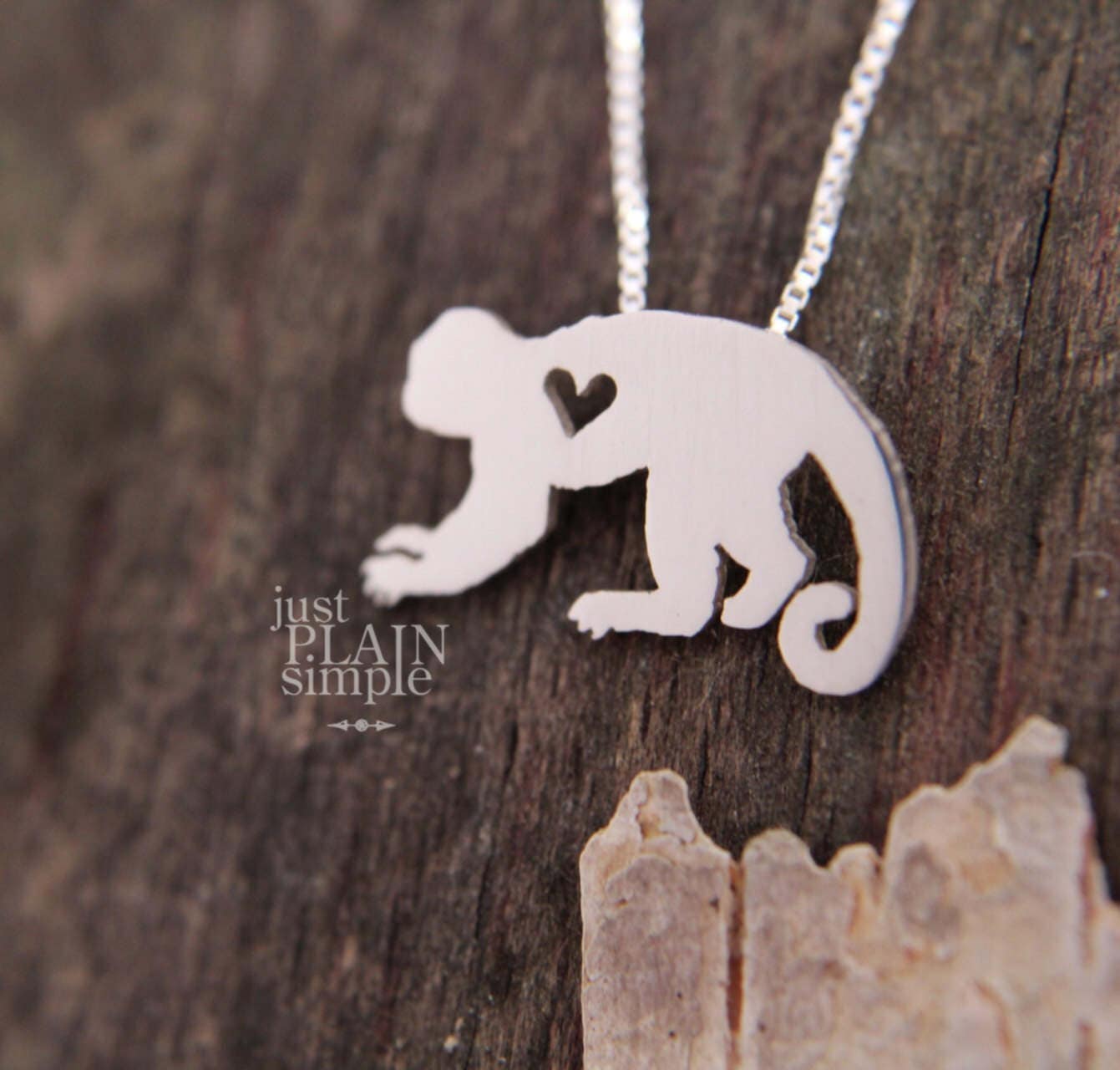 Tiny Capuchin monkey, sterling silver pendant