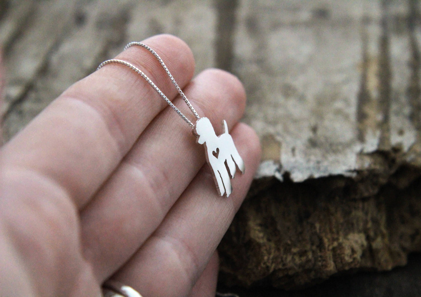 Tiny Standard Poodle necklace, sterling silver pendant