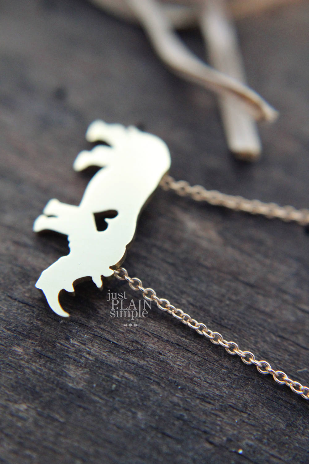 Tiny Rhinoceros necklace, Brass pendant