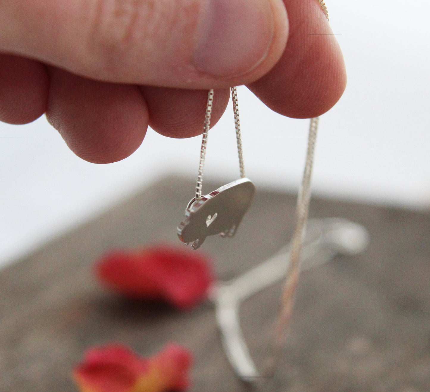 Tiny Kunekune Pig necklace, sterling silver pendant