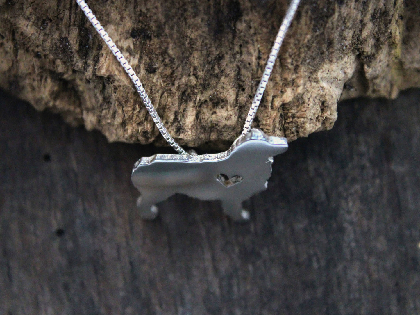 Tiny Australian Shepherd necklace, sterling silver pendant