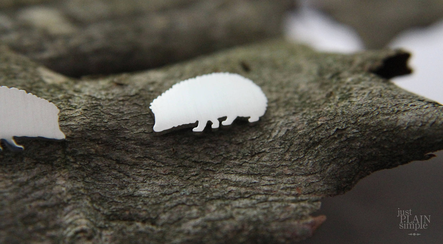 Hedgehog earrings, sterling silver studs