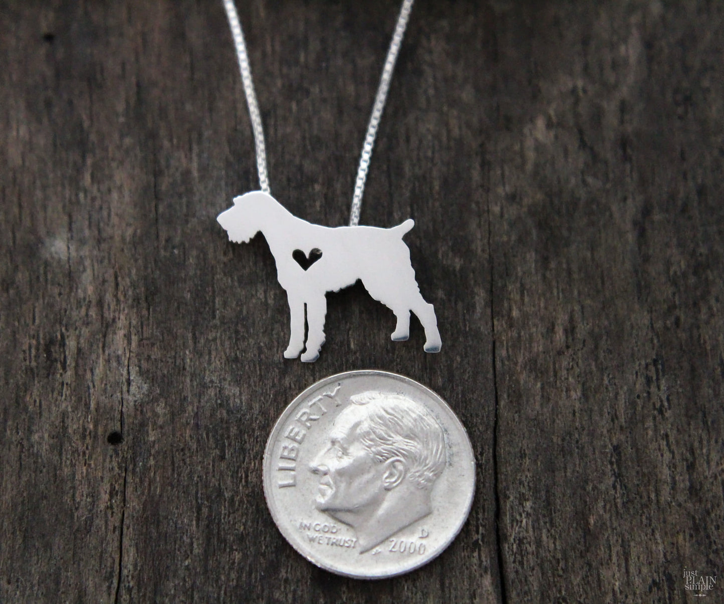 Tiny German Wirehaired Pointer necklace, sterling silver dog pendant
