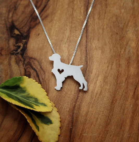 Tiny Brittany Spaniel necklace, sterling silver pendant