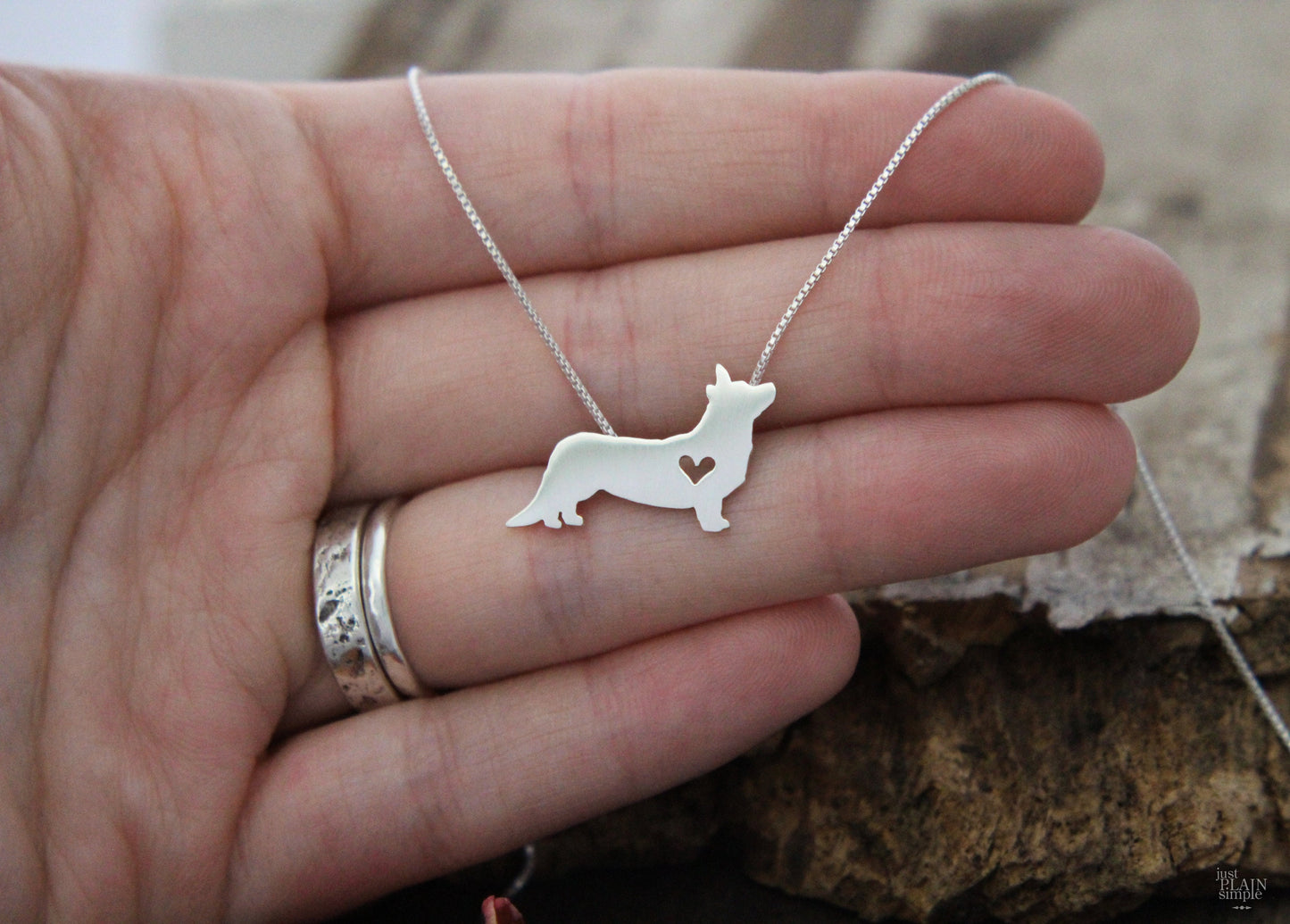 Tiny Cardigan Corgi necklace, sterling silver pendant