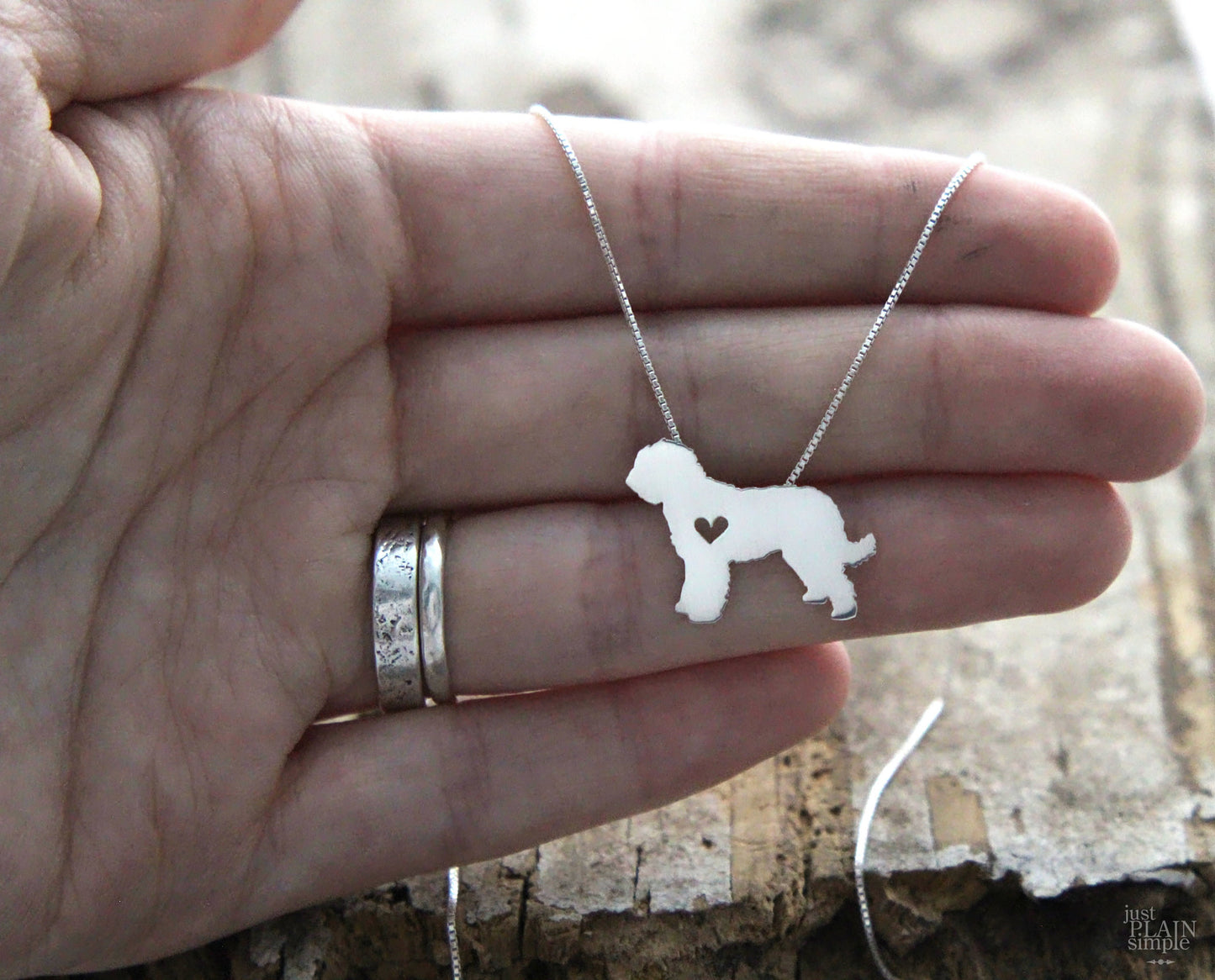 Tiny Goldendoodle necklace, sterling silver pendant