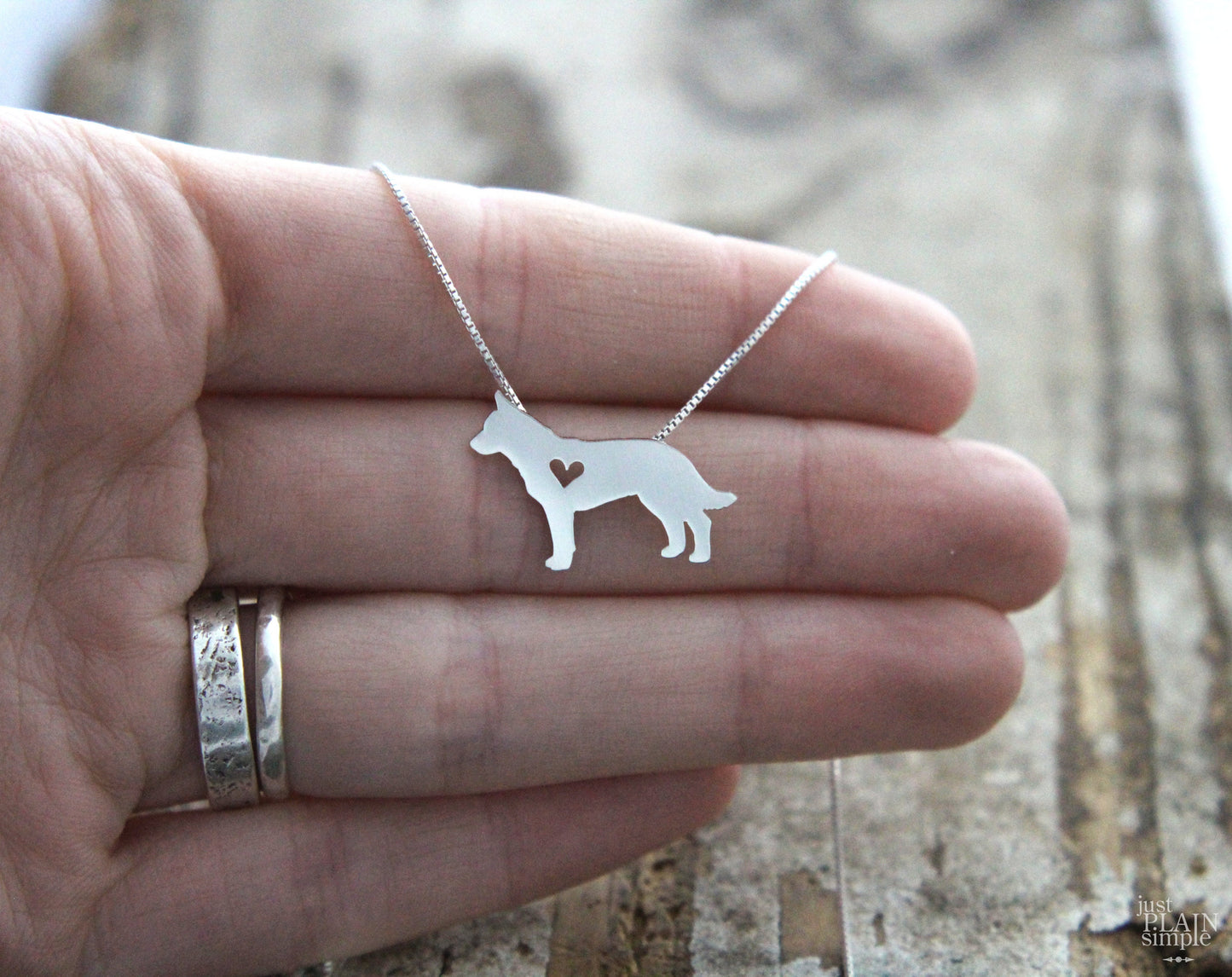 Tiny Cattle Dog/Blue Heeler necklace, sterling silver pendant