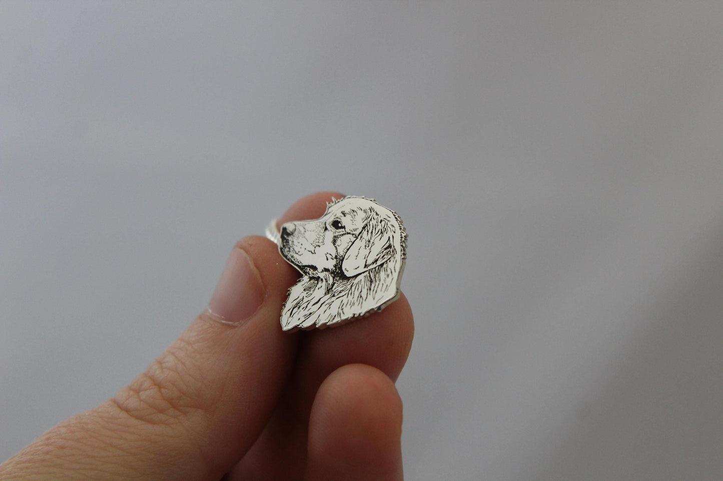 Golden Retriever necklace, engraved sterling silver pendant