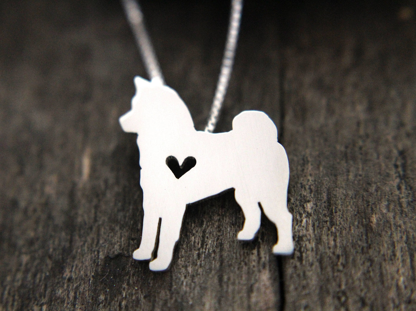 Tiny Akita necklace, sterling silver silver pendant