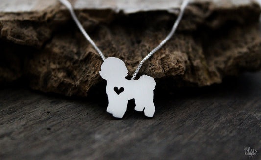 Tiny Bichon necklace, sterling silver pendant