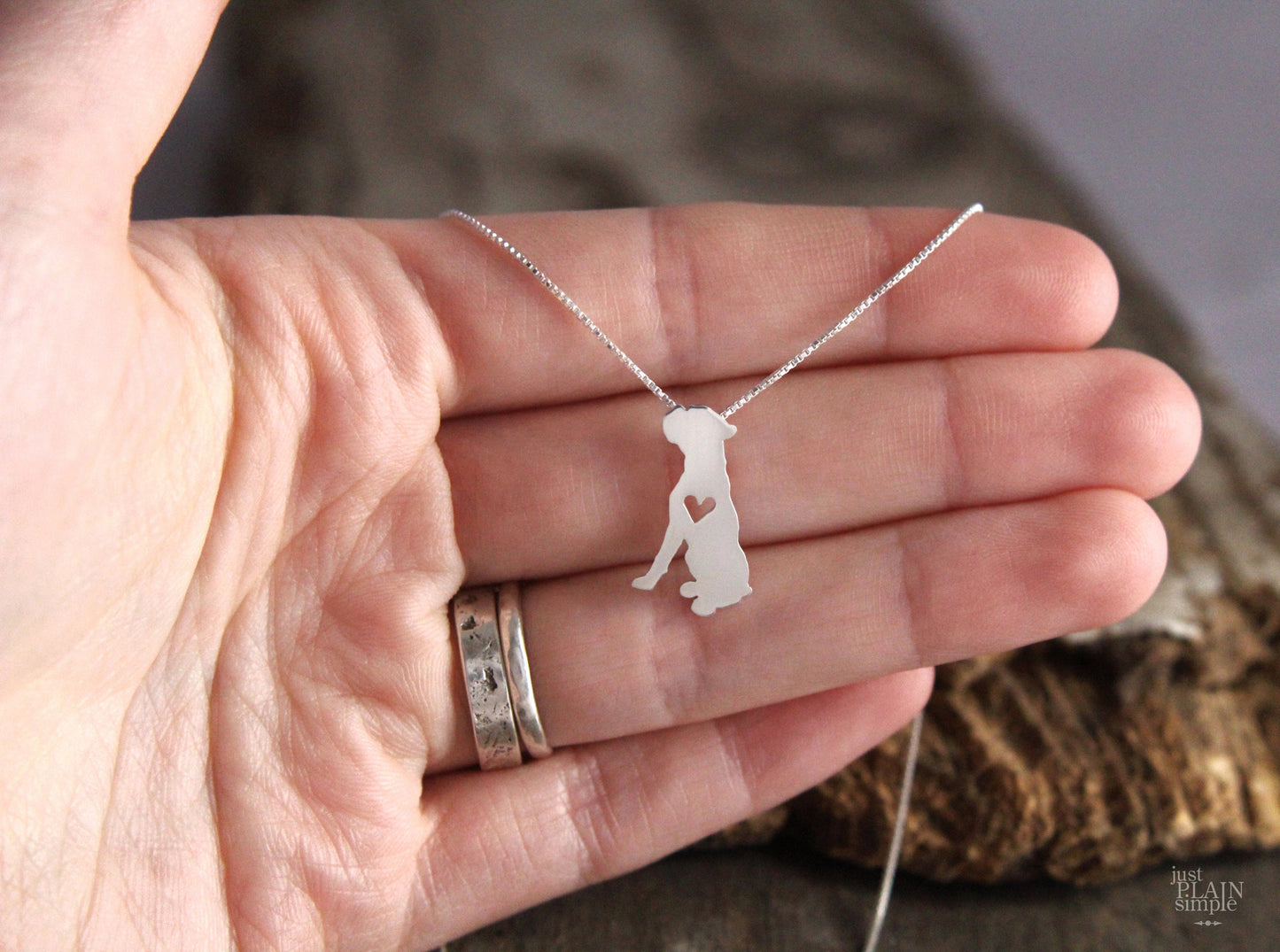 Tiny Boxer dog necklace, sterling silver pendant