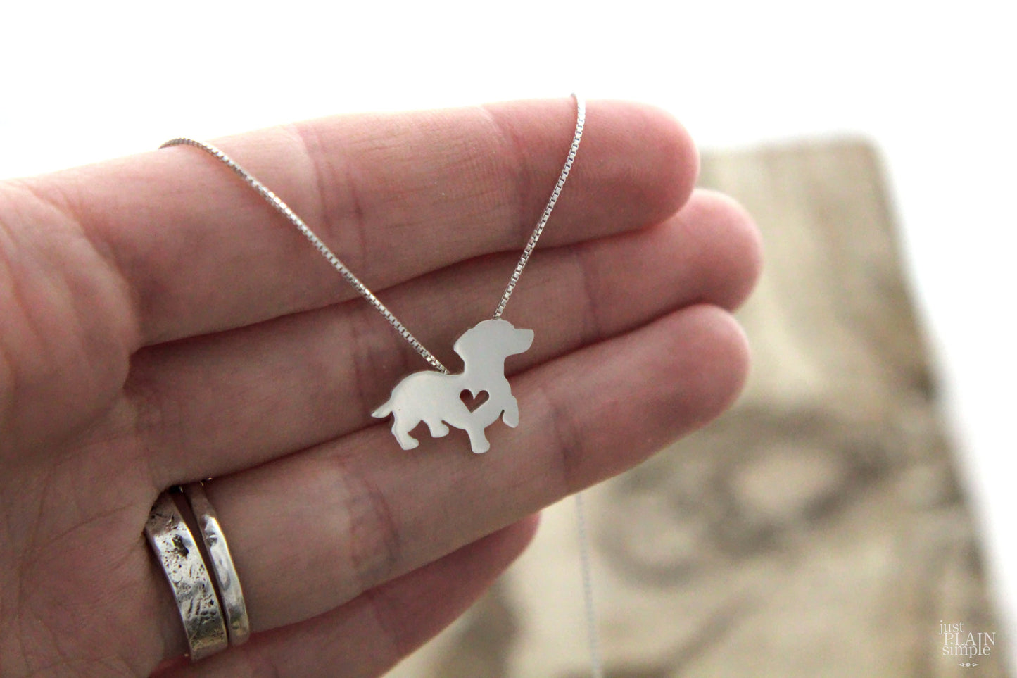 Tiny Dachshund necklace, sterling silver pendant