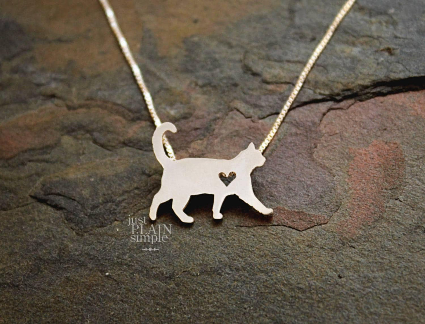 Tiny Cat necklace, sterling silver pendant