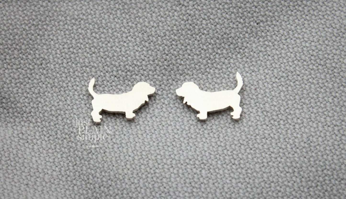 Basset Hound earrings, sterling silver studs