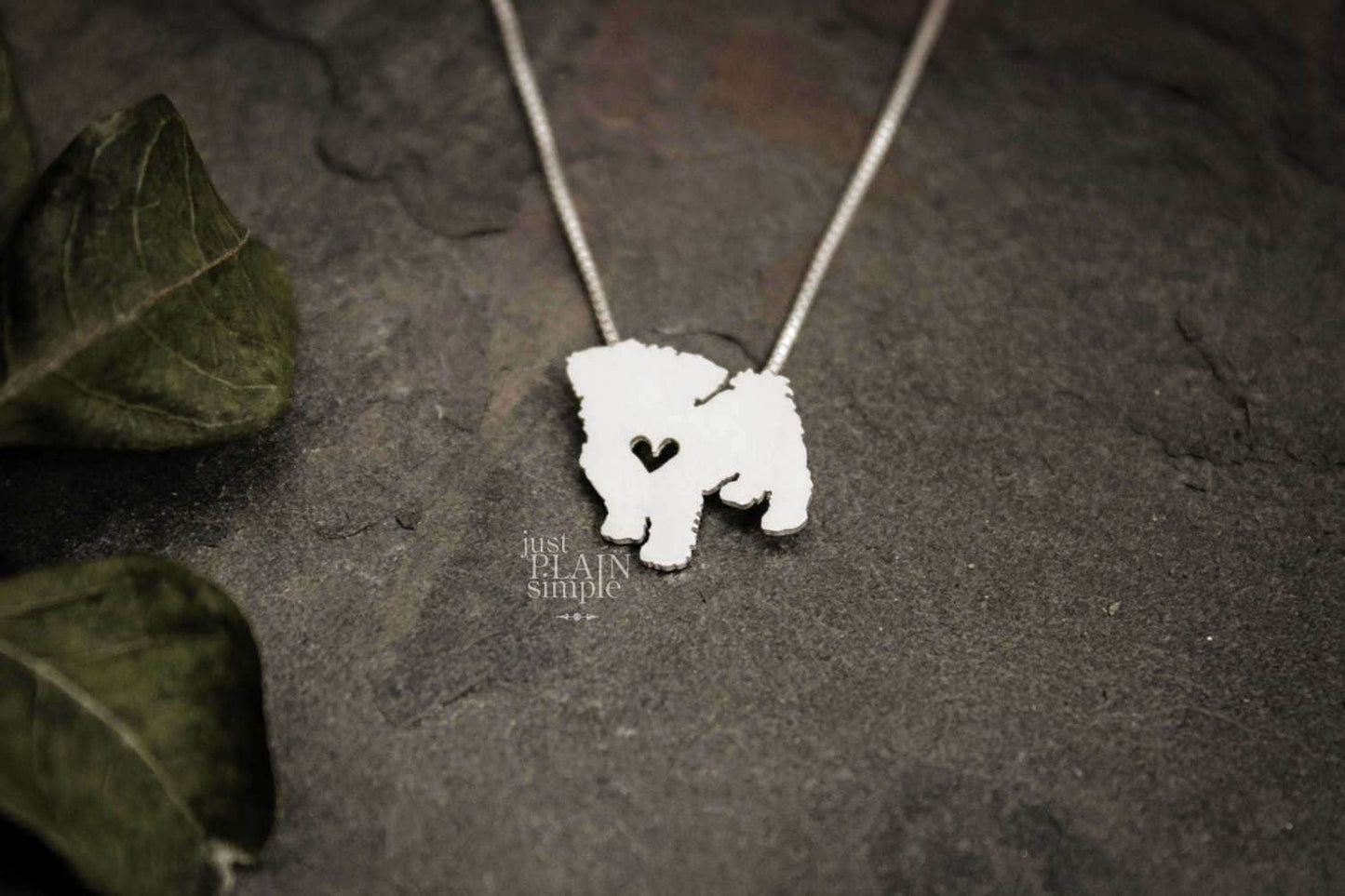 Tiny Maltese dog necklace, tiny sterling silver pendant