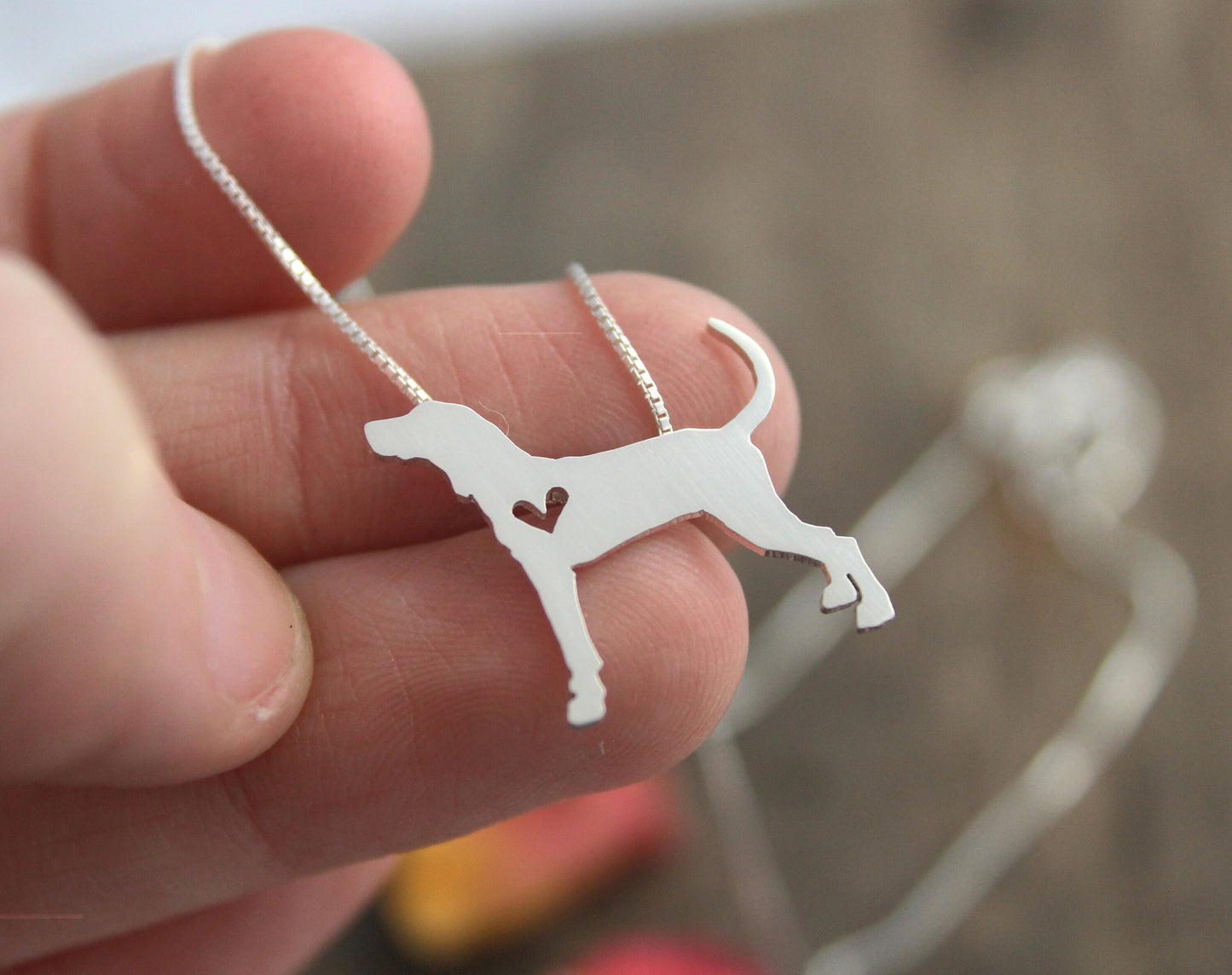 Tiny Coon Hound necklace, sterling silver pendant
