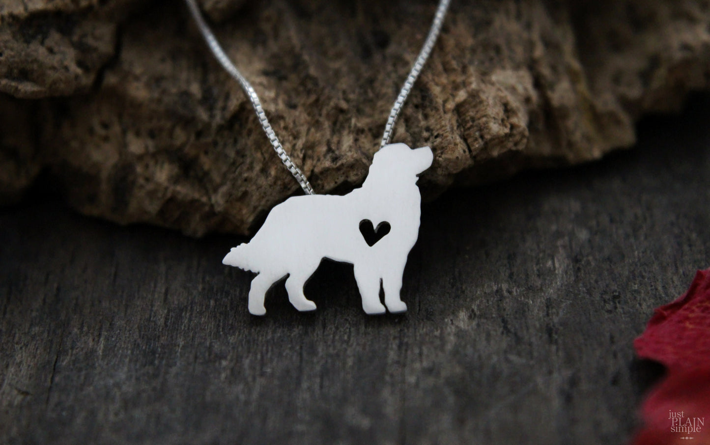 Tiny Bernese mountain dog necklace, silver hand pendant