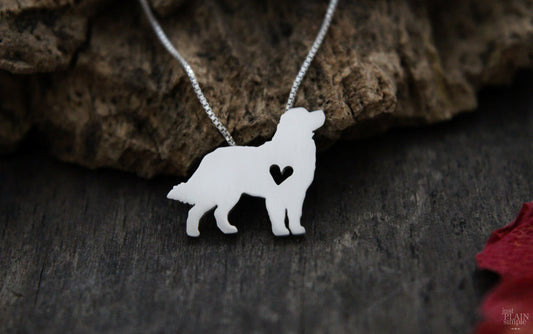 Tiny Bernese mountain dog necklace, silver hand pendant