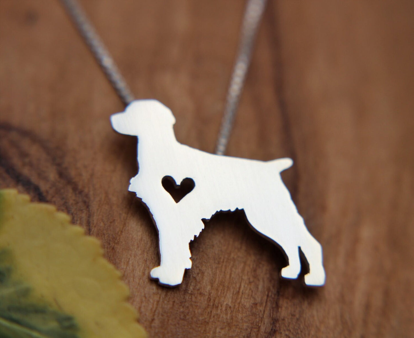 Tiny Brittany Spaniel necklace, sterling silver pendant