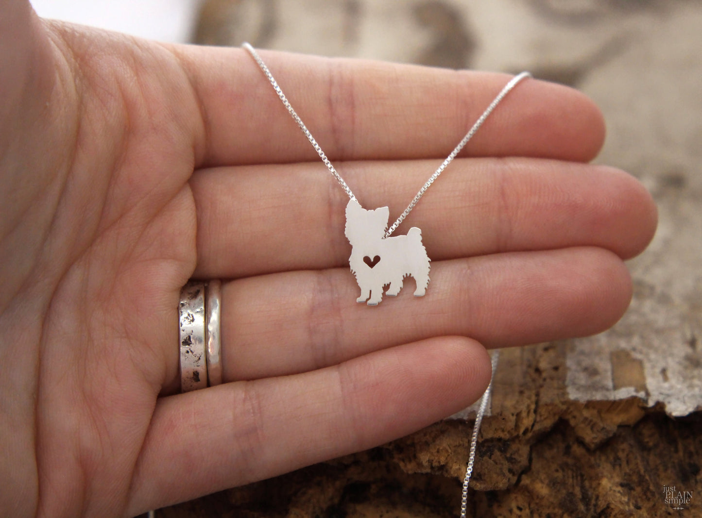 Tiny Yorkshire Terrier necklace, sterling silver pendant