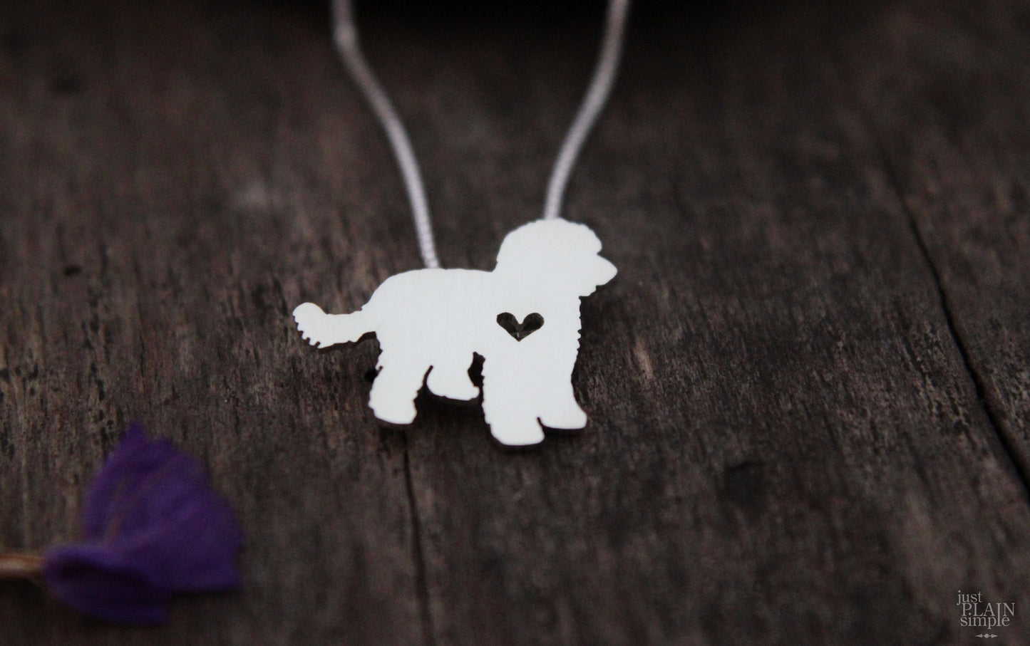 Tiny Labradoodle necklace, sterling silver pendant