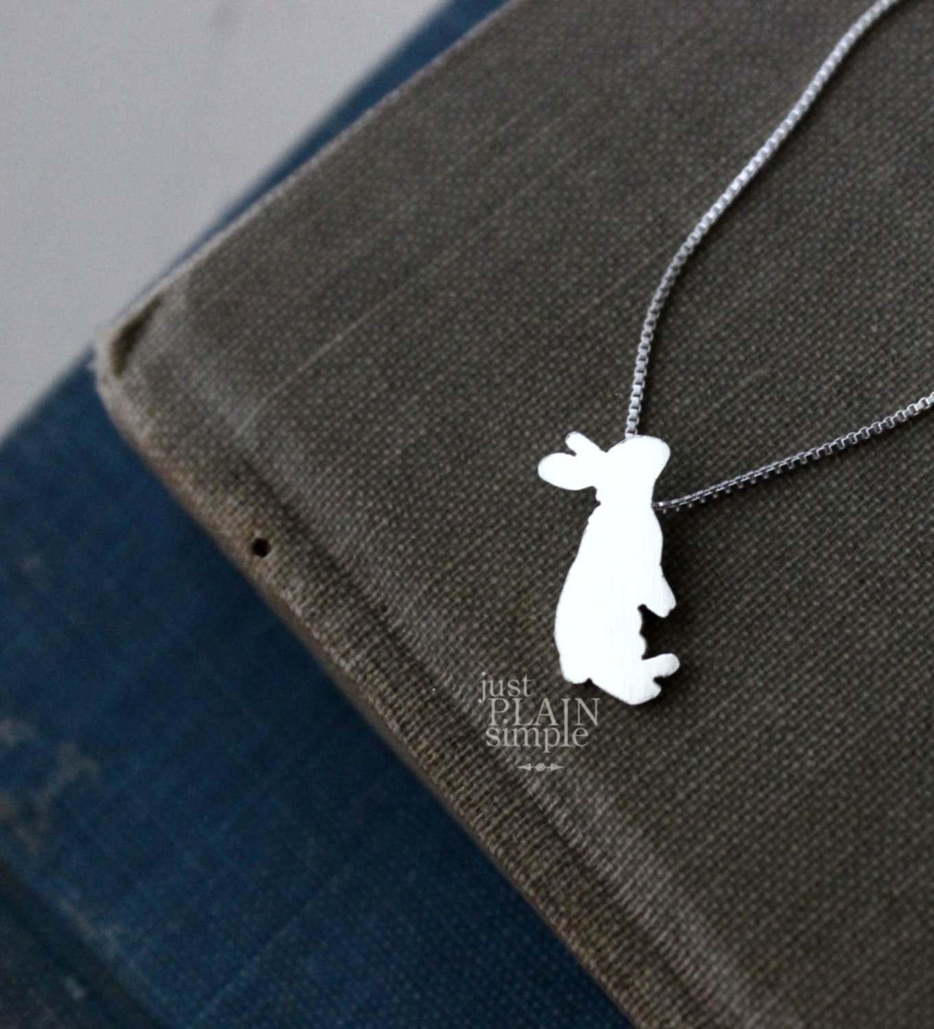 Tiny Rabbit necklace, sterling silver pendant