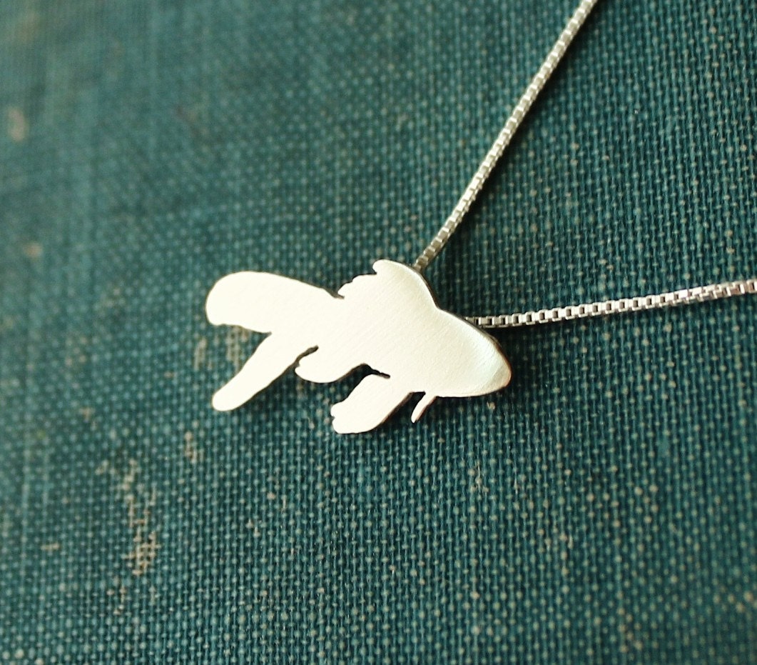 Tiny Goldfish necklace, sterling silver pendant