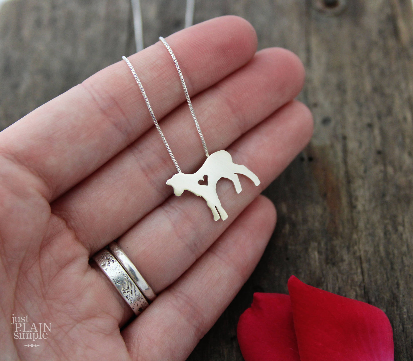 Tiny Lamb necklace, sterling silver pendant