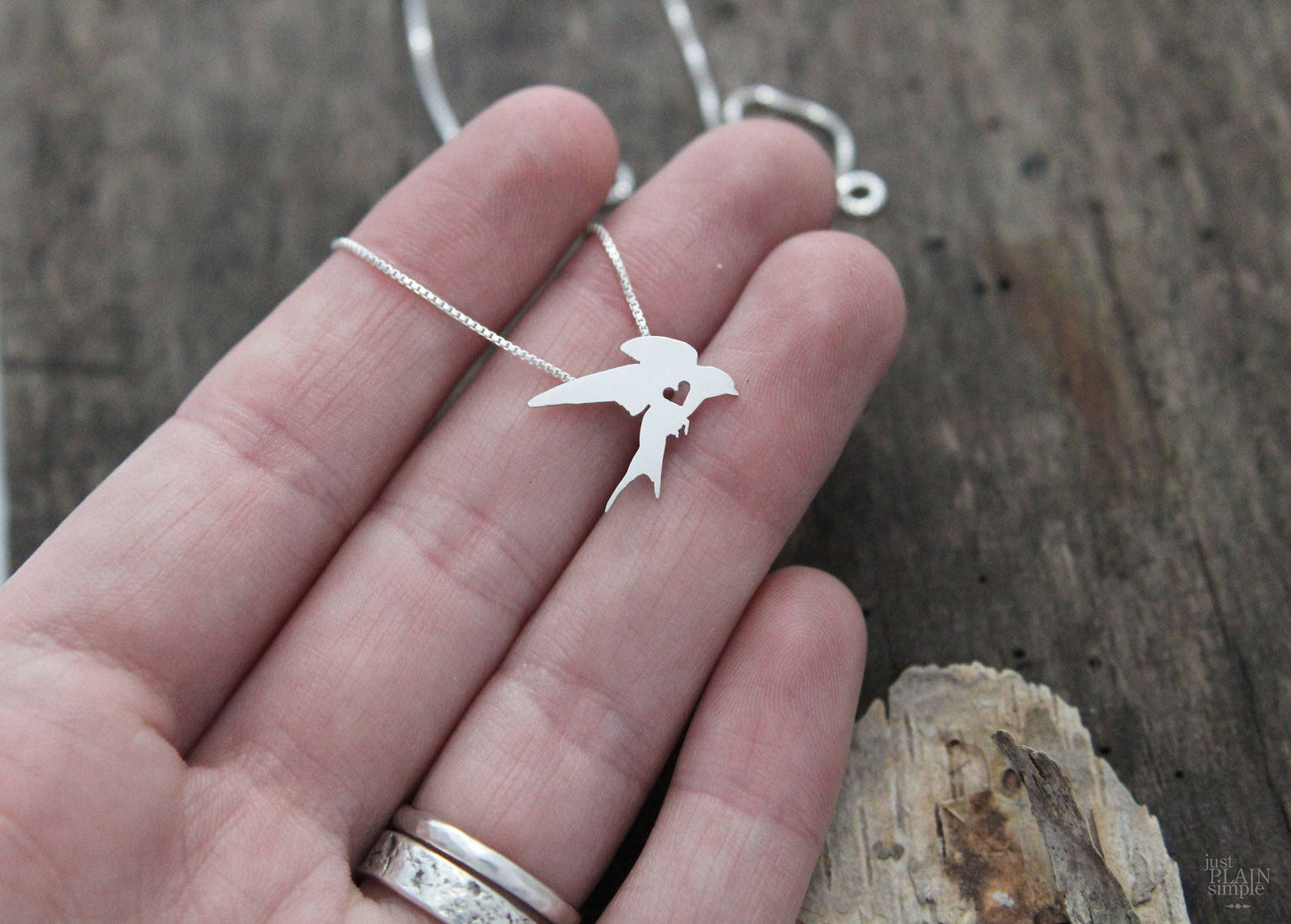 Tiny Barn Swallow necklace, sterling silver pendant