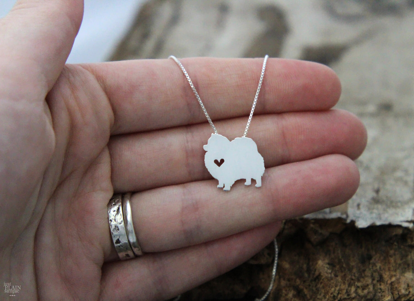 Tiny Pomeranian necklace, sterling silver pendant