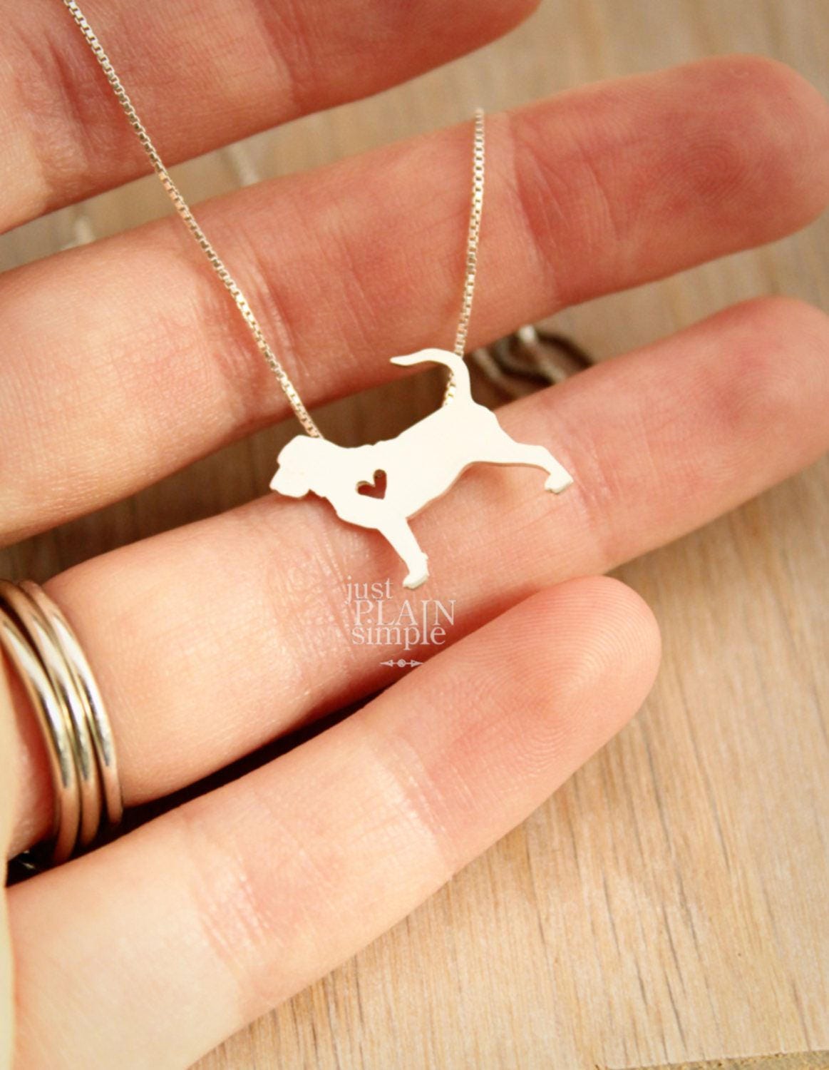 Tiny Bloodhound necklace, sterling silver pendant