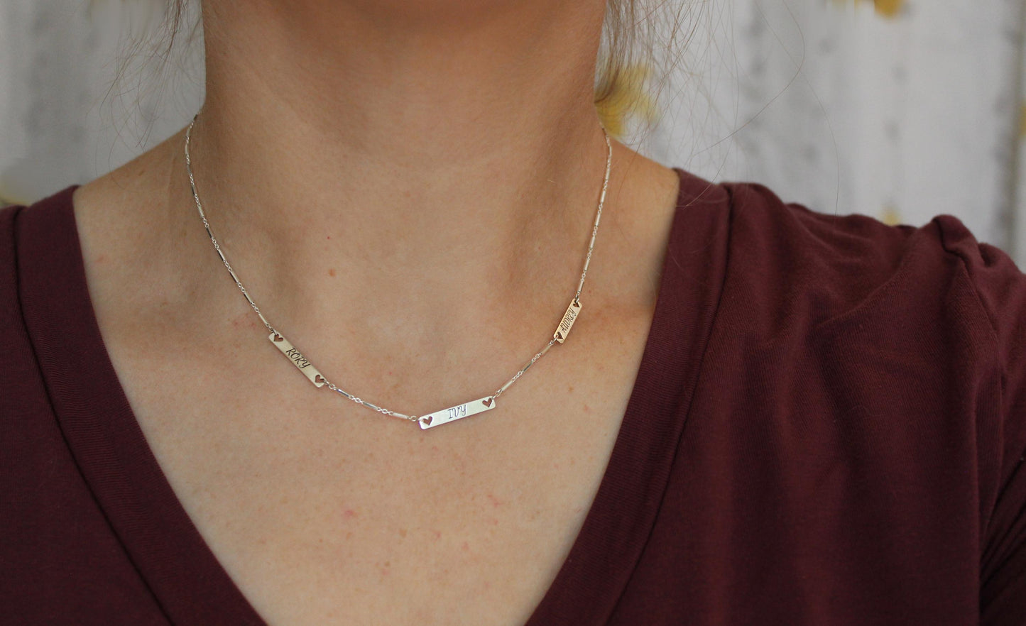 Hidden message names necklace, sterling silver keep sake necklace for moms, personalized names necklace for wearing every day