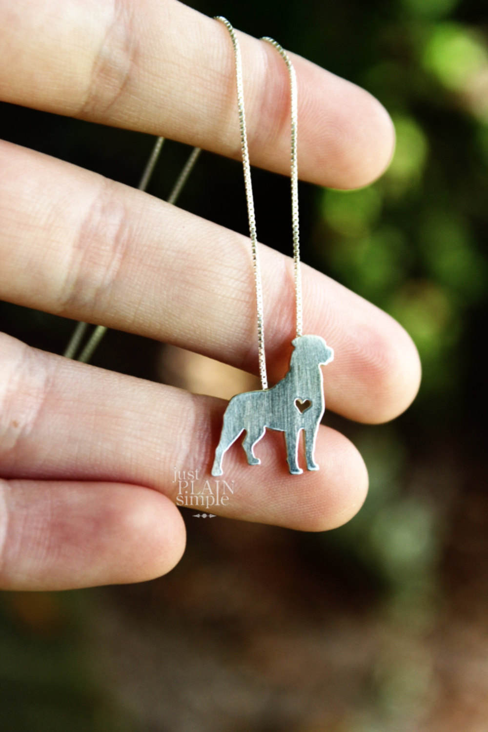 Tiny Rottweiler necklace, sterling silver pendant