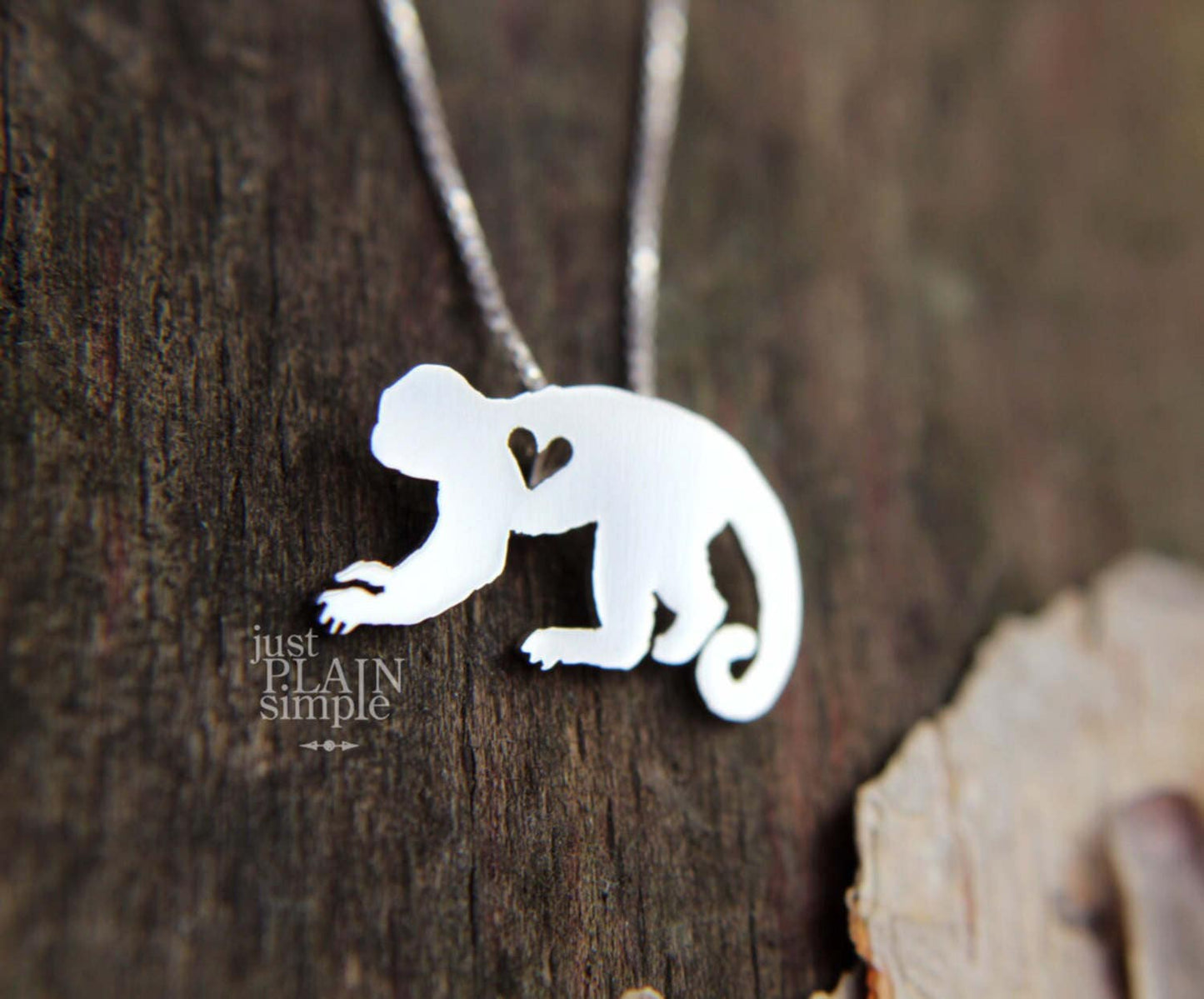 Tiny Capuchin monkey, sterling silver pendant