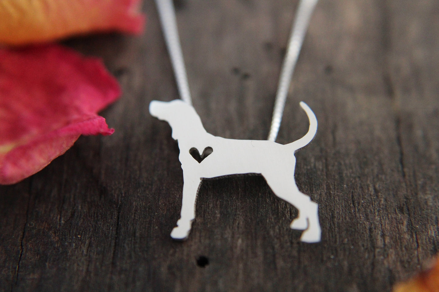 Tiny Coon Hound necklace, sterling silver pendant