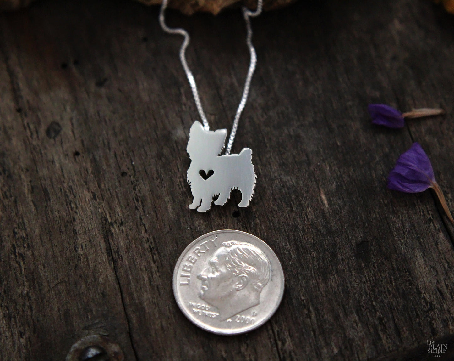 Tiny Yorkshire Terrier necklace, sterling silver pendant