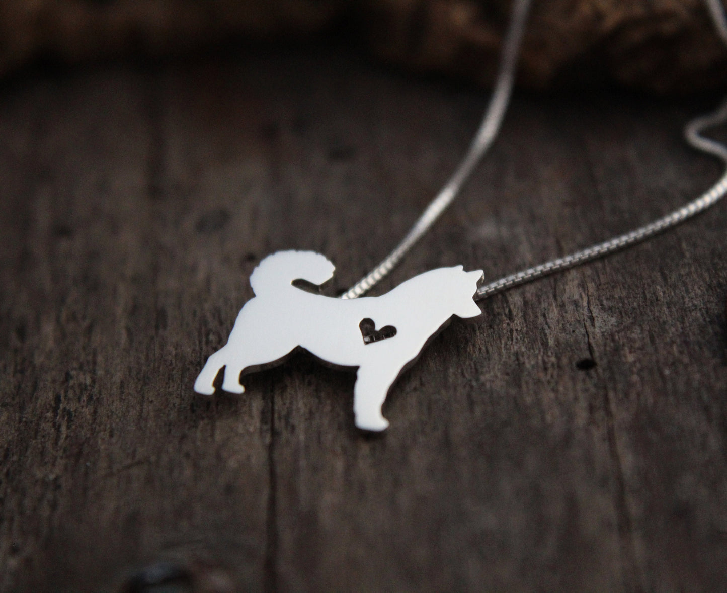 Tiny Husky necklace, sterling silver pendant