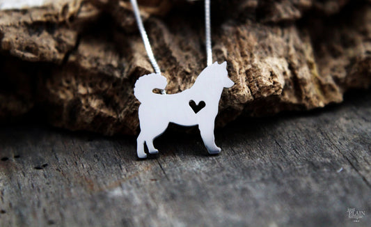 Tiny Husky necklace, sterling silver pendant