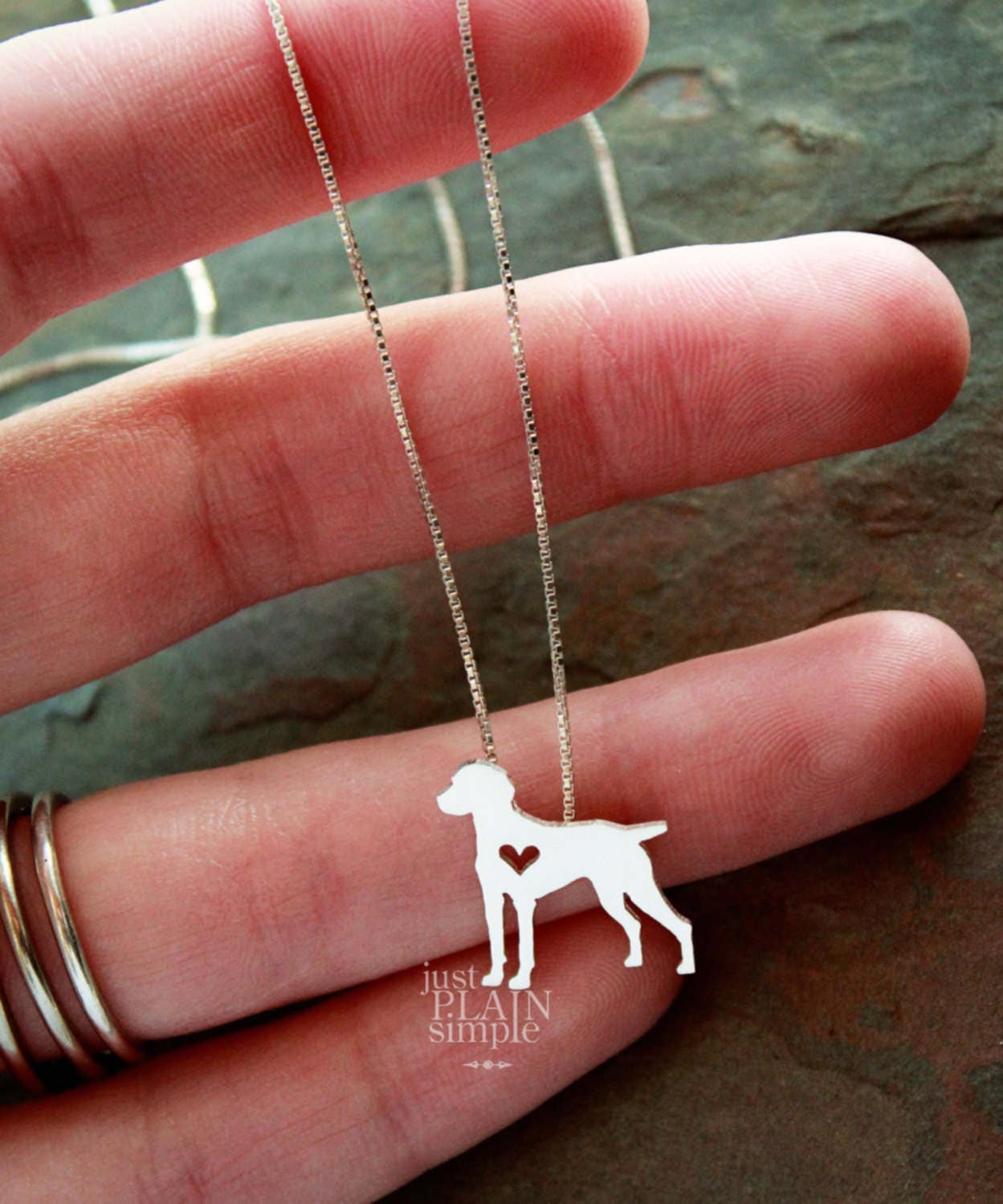 Tiny Vizsla pendant sterling silver dog necklace