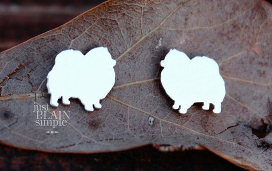 Pomeranian earrings, sterling silver studs